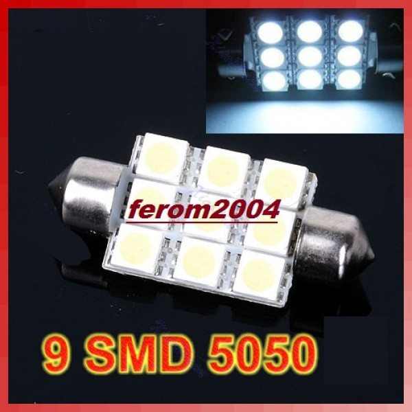 Led bulb C5W FESTOON 9 smd 5050, 43 mm, white color